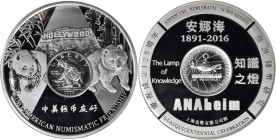 CHINA. Anaheim ANA (373.25g) Silver Panda Medal, 2016. NGC PROOF-69 ULTRA CAMEO.

Mintage: 125. Medal # 069. Struck in promotion of Sino-American Fr...