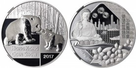CHINA. Specimen 1 Ounce Silver Medal, 2017. Panda Series. NGC PROOF-70 ULTRA CAMEO.

KMX-unlisted; PAN-unlisted. Struck to commemorate the 2017 Hong...