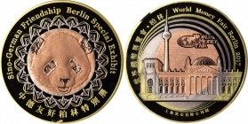 CHINA. Berlin Money Fair Tri-Metallic Panda Medal, 2017-(S). Shanghai Mint. NGC PROOF-69 ULTRA CAMEO.

Mintage: 10. Reeded edge. Struck to commemora...