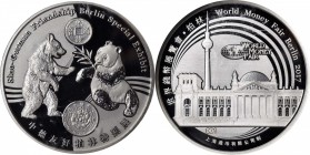The First Example Struck

CHINA. Berlin World Money Fair (50g) Silver Piefort Panda Medal, 2017-(S). Shanghai Mint. NGC PROOF-69 ULTRA CAMEO.

Min...