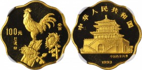 CHINA. 100 Yuan, 1993. Lunar Series, Year of the Cock. NGC PROOF-69 ULTRA CAMEO.

Fr-B67; KM-515. Mintage: 2,300. Scalloped edge. Sharply struck int...
