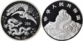 CHINA. 20 Yuan, 1990. Dragon and Phoenix Series. NGC PROOF-69 ULTRA CAMEO.

KM-318. Mintage: 5,000. Beautifully executed rendition of the auspicious...
