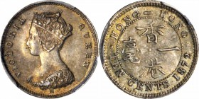 HONG KONG. 10 Cents, 1872/62-H. Heaton Mint. Victoria. PCGS MS-62 Gold Shield.

KM-6.3; Mars-C18. Overdate is quite clear. Good strike with attracti...