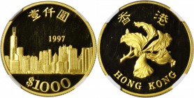 HONG KONG. 1000 Dollars, 1997. NGC PROOF-69 ULTRA CAMEO.

Fr-15; KM-71. Struck to commemorate the return of Hong Kong to China. Sharply struck with ...