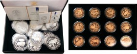 HONG KONG. Gold & Silver Medals (12 Pieces), 2000-11. Lunar Series. BRILLIANT PROOF.

Complete lunar year medal set from the year of Dragon (2000) t...