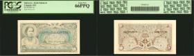 INDONESIA. Bank Indonesia. 5 Rupiah, 1952. P-42. PCGS Currency Gem New 66 PPQ.

A pack fresh and well centered example.

Estimate: $150.00- $250.0...