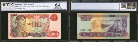 INDONESIA. Bank Indonesia. 10,000 Rupiah, 1968. P-112a. PCGS GSG Choice Uncirculated 64.

General Sudirman pictured at left, with a watermark of Pri...