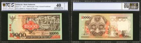 INDONESIA. Bank Indonesia. 10,000 Rupiah, 1975. P-115. PCGS GSG Extremely Fine 40 Details. Washed & Pressed.

Bright inks showcasing the green and o...
