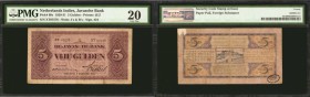 NETHERLANDS INDIES. Javasche Bank. 5 Gulden, 1925-31 Issue. P-69c. PMG Very Fine 20.

PMG comments "Security Code Stamp at Issue," "Paper Pull, Fore...