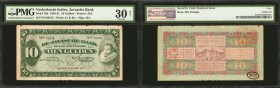 NETHERLANDS INDIES. Javasche Bank. 10 Gulden, 1925-31. P-70d. PMG Very Fine 30 Net. Rust, Ink Stamps.

PMG comments "Security Code Stamp at Issue; R...