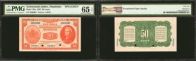NETHERLANDS INDIES. Javasche Bank. 50 Cents, 1943. P-110s. Specimen. PMG Gem Uncirculated 65 EPQ.

A 50 Cents Specimen Netherlands Indies note. In a...