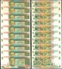 PHILIPPINES. Bangko Sentral ng Pilipinas. 5 Piso, ND (1985-94). P-168d. Fancy Serial Numbers. About Uncirculated.

10 pieces in lot. 5 Piso notes, w...