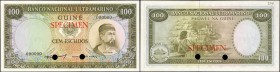PORTUGUESE GUINEA. Banco Nacional Ultramarino. 100 Escudos, 1971. P-45cts. Specimen. About Uncirculated.

Great embossing and overall original paper...