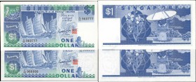 SINGAPORE. Board of Commissioners of Currency. 1 Dollar, ND (1987). P-18a. Choice Uncirculated.

3 pieces in lot. A nice trio with the following ser...