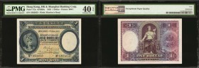 HONG KONG. Hong Kong & Shanghai Banking Corp. 1 Dollar, 1935. P-172c. PMG About Uncirculated 50 EPQ & Extremely Fine 40 EPQ.

KNB59c. 2 pieces in lo...