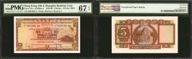 HONG KONG. Hong Kong & Shanghai Banking Corp. 5 Dollars, 1959-60. P-181a. PMG Superb Gem Uncirculated 67 EPQ.

This 5 Dollar Hong Kong note is in a ...