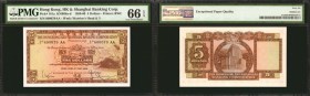 HONG KONG. Hong Kong & Shanghai Banking Corp. 5 Dollars, 1959-60. P-181a. PMG Gem Uncirculated 66 EPQ.

2 pieces in lot. This duo of 5 Dollar Hong K...