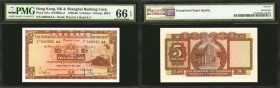 HONG KONG. Hong Kong & Shanghai Banking Corp. 5 Dollars, 1959-60. P-181a. Consecutive. PMG Gem Uncirculated 66 EPQ.

KNB68a-d. 2 pieces in lot. A pa...