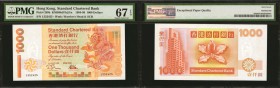 HONG KONG. Standard Chartered Bank. 1000 Dollars, 1994-98. P-289b. PMG Superb Gem Uncirculated 67 EPQ.

KNB68. A bright colored fully original 1000 ...