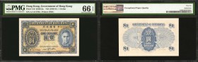 HONG KONG. Government of Hong Kong. 1 Dollar, ND (1940-41). P-316. PMG Gem Uncirculated 66 EPQ.

2 pieces in lot. These Gem Uncirculated 1 Dollar Ho...