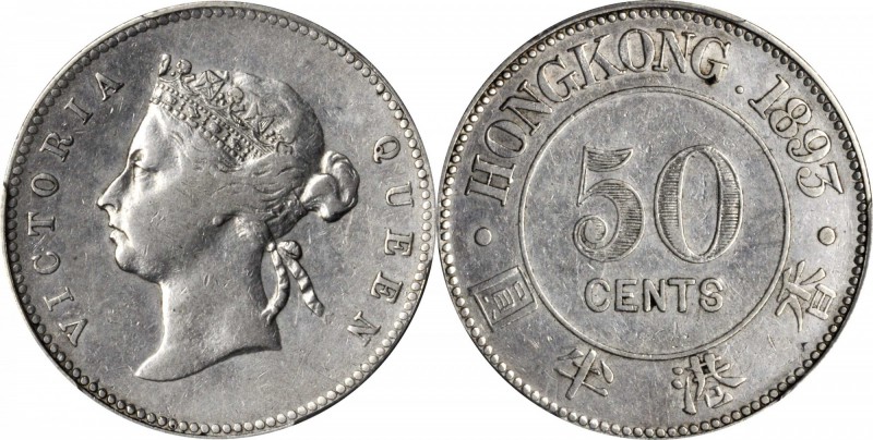 HONG KONG. 50 Cents, 1893. Victoria. PCGS EF-40 Gold Shield.

KM-9.1; Mars-C34...