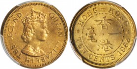 HONG KONG. 10 Cents, 1965. Mint Error. PCGS MS-63 Gold Shield.

KM-28.1; Mars-C24. Partial collar strike.

Estimate: $50.00- $75.00


1965年香港壹毫...