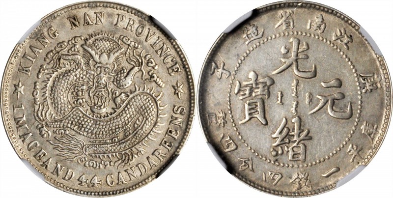 CHINA. Kiangnan. 1 Mace 4.4 Candareens (20 Cents), CD (1900). NGC AU Details--Cl...