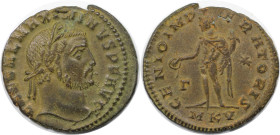 Römische Münzen, MÜNZEN DER RÖMISCHEN KAISERZEIT. Maximinus II. (309-313 n. Chr). Follis. (5,89 g. 25,0 mm) Vs.: GAL VAL MAXIMINVS PF AVG, Kopf mit Lo...