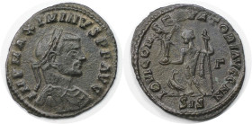 Römische Münzen, MÜNZEN DER RÖMISCHEN KAISERZEIT. Maximinus II. (310-313 n. Chr). Follis. (3,16 g. 24,5 mm) Vs.: IMP C MAXIMINVS PF AVG, Kopf mit Lorb...