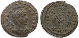Römische Münzen, MÜNZEN DER RÖMISCHEN KAISERZEIT. Delmatius 335-337 n. Chr. Ae 3, Konstantinopel. (2,81 g. 20 mm) Vs.: FL DALMATIVS NOB C, Büste mit L...
