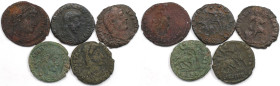 Römische Münzen, Lots und Sammlungen römischer Münzen. MÜNZEN DER RÖMISCHEN KAISERZEIT. Lot von 5 Münzen ND. Schön-sehr schön