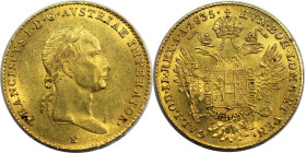 RDR – Habsburg – Österreich, RÖMISCH-DEUTSCHES REICH. Franz I. (1806-1835). Dukat 1835 E, Karlsburg. Gold. 3,49 g. Her. 17. Jl. 216. Schl. 221. Frühwa...