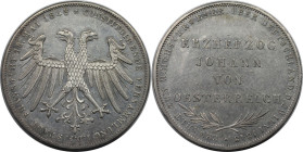 Altdeutsche Münzen und Medaillen, FRANKFURT - STADT. Erzherzog Johann von Österreich. Doppelgulden 1848, Silber. Jaeger 46, Thun 135, AKS 39. Vorzügli...