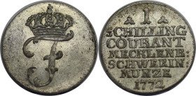 Altdeutsche Münzen und Medaillen, MECKLENBURG - SCHWERIN. Friedrich II. (1756-85). 1 Schilling 1772. KM 204. Vorzüglich