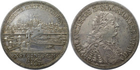 Altdeutsche Münzen und Medaillen, REGENSBURG, STADT. Konv.-Taler 1762 ICB. Stadtansicht, mit Titel Franz I. Silber. 28,17 g. Dav. 2618. Sehr schön+