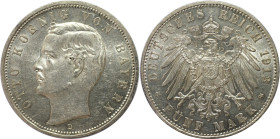 Deutsche Münzen und Medaillen ab 1871, REICHSSILBERMÜNZEN, Bayern. Otto (1886-1913). 5 Mark 1913 D. Silber. Jaeger 46. Vorzüglich-Stempelglanz. Berieb...