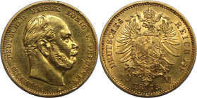 Deutsche Münzen und Medaillen ab 1871, REICHSGOLDMÜNZEN, Preußen. Wilhelm I. (1861-1888). 10 Mark 1873 A. Gold. Jaeger 242. Fast Vorzüglich. Randdelle...