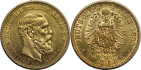 Deutsche Münzen und Medaillen ab 1871, REICHSGOLDMÜNZEN, Preußen. Friedrich III. (1888-1888). 10 Mark 1888 A, Berlin. Gold. 3,96 g. Jaeger 247. Fast V...