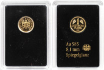 Deutsche Münzen und Medaillen ab 1945, BUNDESREPUBLIK DEUTSCHLAND. 1 Deutsche Mark 2001 in Gold Deutsche Neuprägung in Gold - Goldmark 2015. Polierte ...