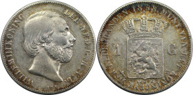 Europäische Münzen und Medaillen, Niederlande / Netherlands. Willem III. (1849-1890). 1 Gulden 1858. Silber. KM 93. Sehr schön