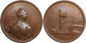 Russische Münzen und Medaillen, Elizabeth (1741-1762). Bronzemedaille 1753. Auf die Aufhebung der Binnenzölle. Stempel von Ivanov und Bobrovschikov. 1...