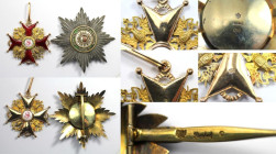 Russische Münzen und Medaillen, Nikolaus II. (1894-1918). St. Stanislaus - Orden, Set der 1. Kl., Kleinod Gold, emailliert, punziert (St. Petersburg "...