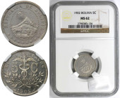 Weltmünzen und Medaillen, Bolivien / Bolivia. 5 Centavos 1902. Kupfer-Nickel. KM 173.3. NGC MS 62