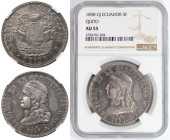 Weltmünzen und Medaillen, Ecuador. 5 Francos 1858 GJ Quito. Silber. KM 39. NGC AU 55