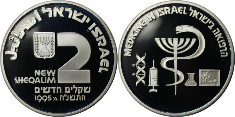 Weltmünzen und Medaillen, Israel. Medizin in Israel. 2 New Sheqalim 1995. 28,80 ...