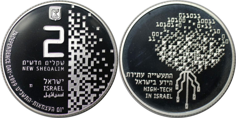 Weltmünzen und Medaillen, Israel. High Tech in Israel. 2 New Sheqalim 1999. 28,8...