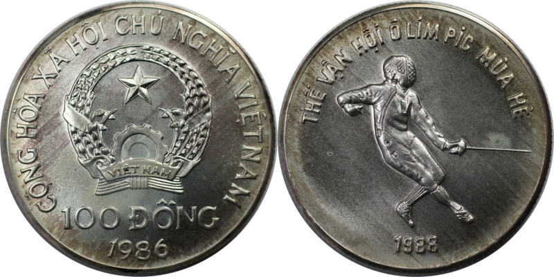 Weltmünzen und Medaillen, Vietnam. "1988 Sommerolympiade, Seoul". 100 Dong 1986....