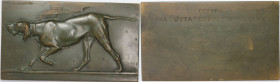 Medaillen und Jetons, Hundesport / Dog sports. "OFFERT PAR "VITA" C ie D'ASSces SUR LA VIE - PARIS" Medaille 1910 - 15, Rare Type. Bronze. 53 x 91 mm....