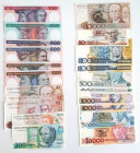 Banknoten, Brasilien / Brazil, Lots und Sammlungen. 2x500 Cruzeiros (1981), P.200a, 1000 Cruzeiros (1981), P.201a, 100 Cruzeiros (1984), P.198b, 200 C...