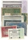 Banknoten, Deutschland / Germany, Lots und Sammlungen. 100 Mark 1908. 50 Mark 1919. 3 x 100 Mark 1920. 2 x 100000 Mark und 1 Millionen Mark 1923. 50 R...